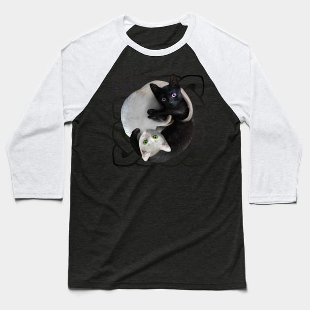 Yin Yang Cats Baseball T-Shirt by Random Galaxy